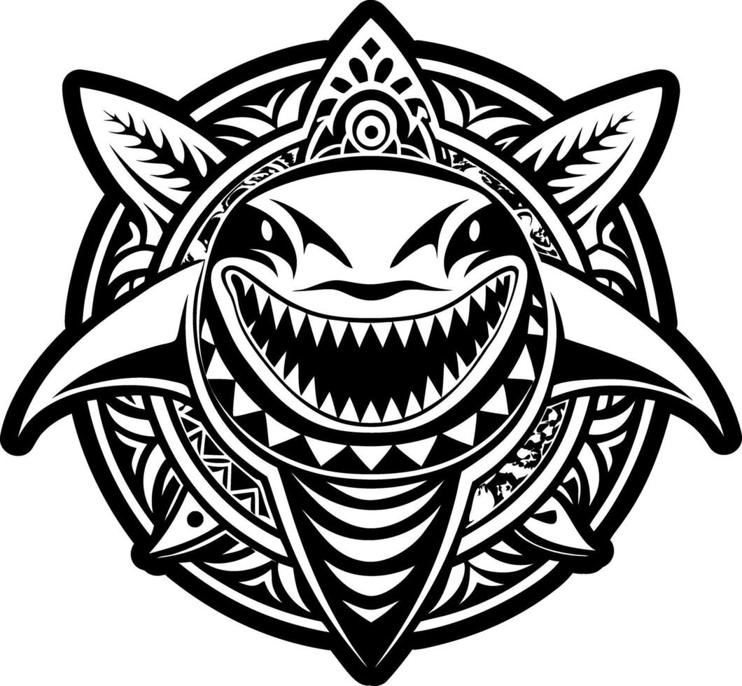 A filled style icon of shark tattoo symbol vector