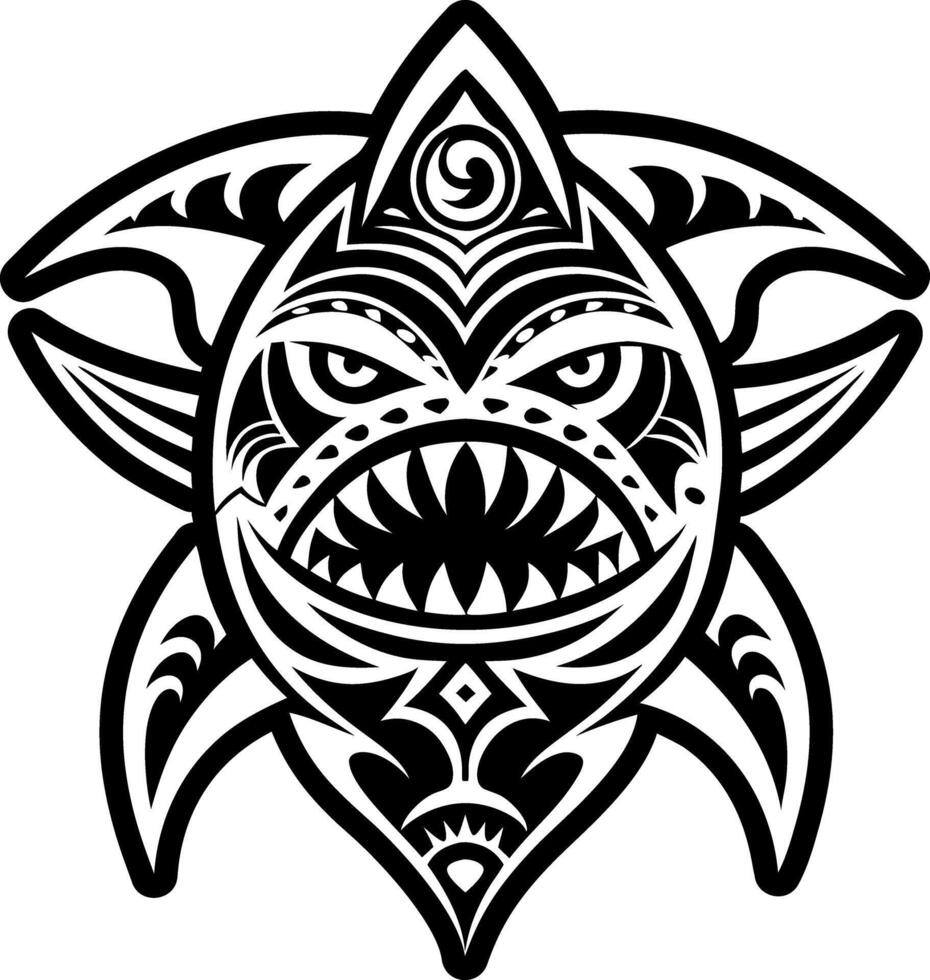 A solid style icon of maori shark symbol vector
