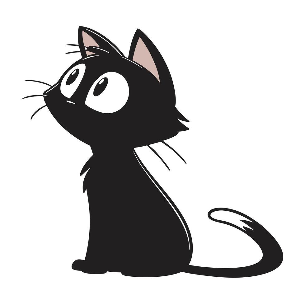 a black cat with a white face and a black cat on the bottom vector