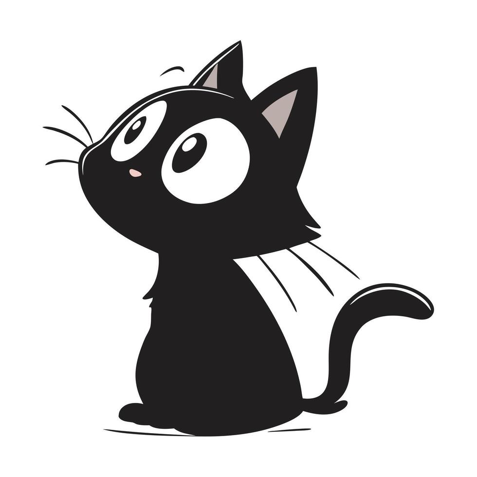 a black cat with a white face and a black cat on the bottom vector