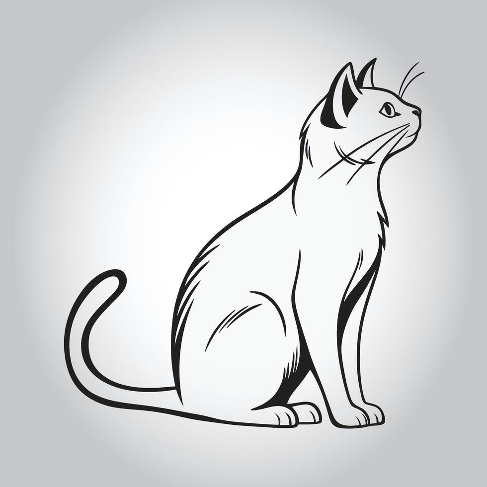 a drawing of a cat that is black and white vector