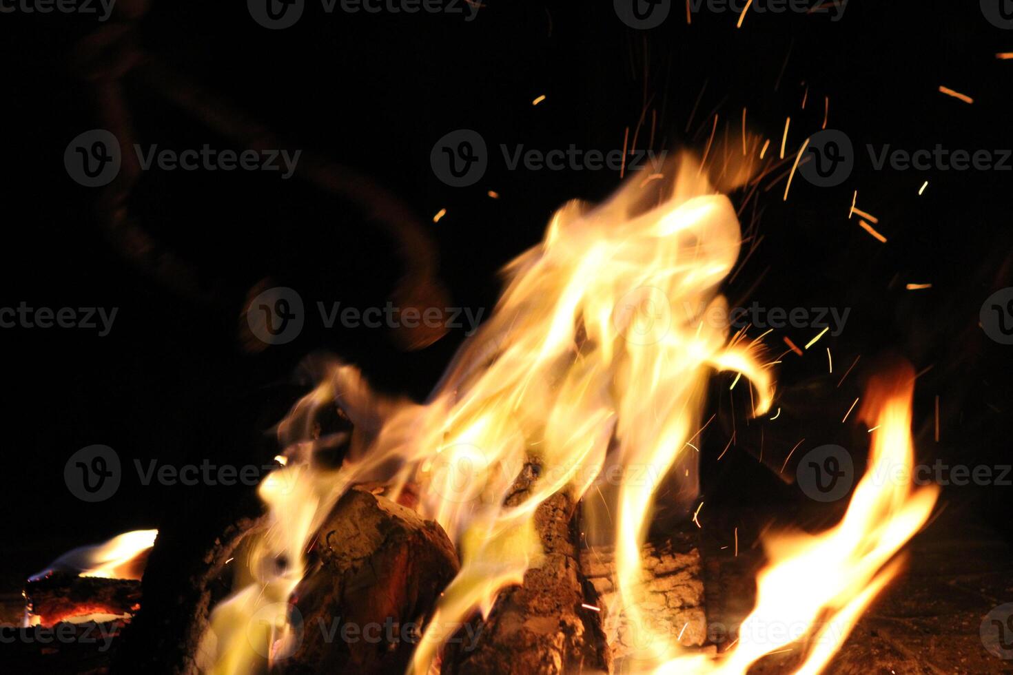 Fire Flames With A Black Background. photo