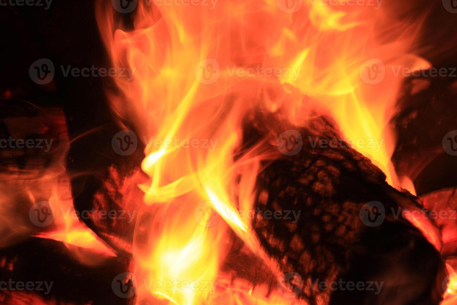Fire Flames With A Black Background. photo