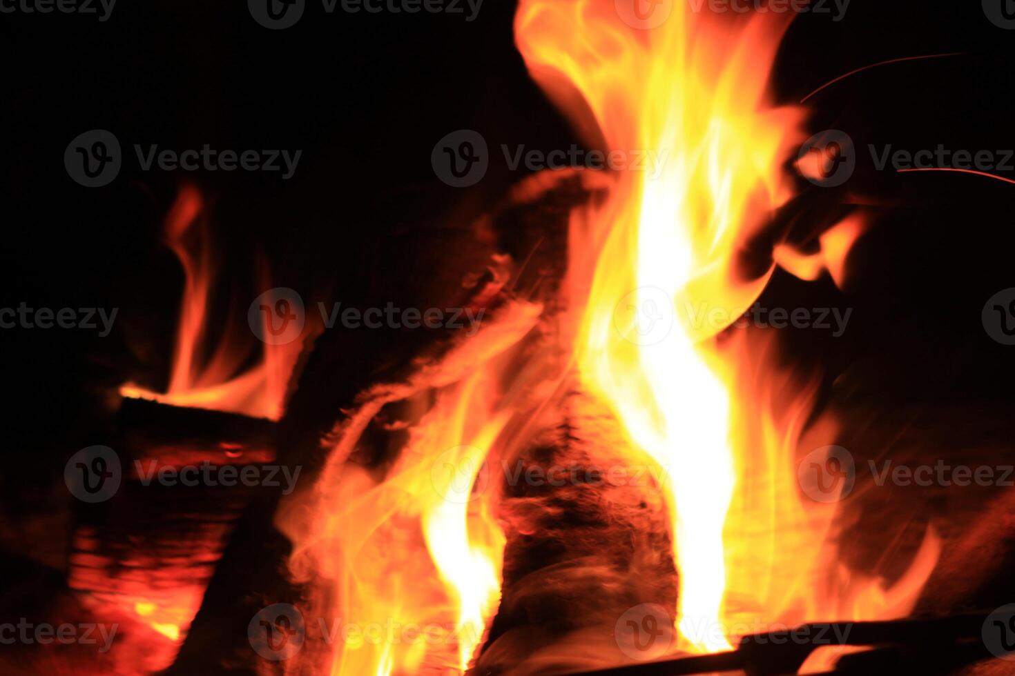 Fire Flames With A Black Background. photo