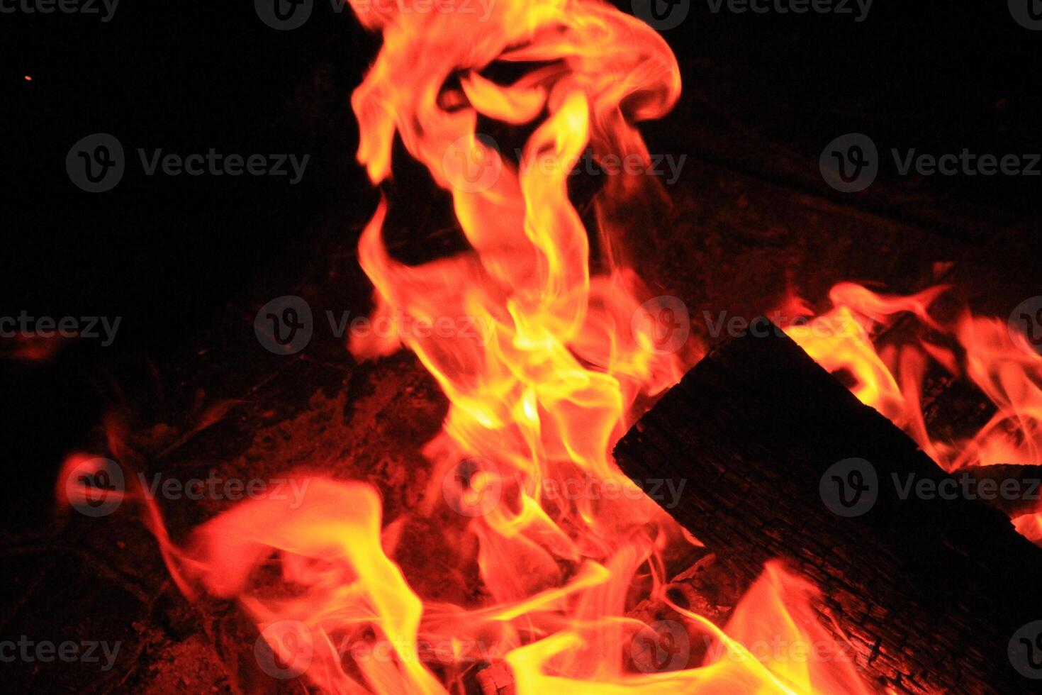 Fire Flames With A Black Background. photo