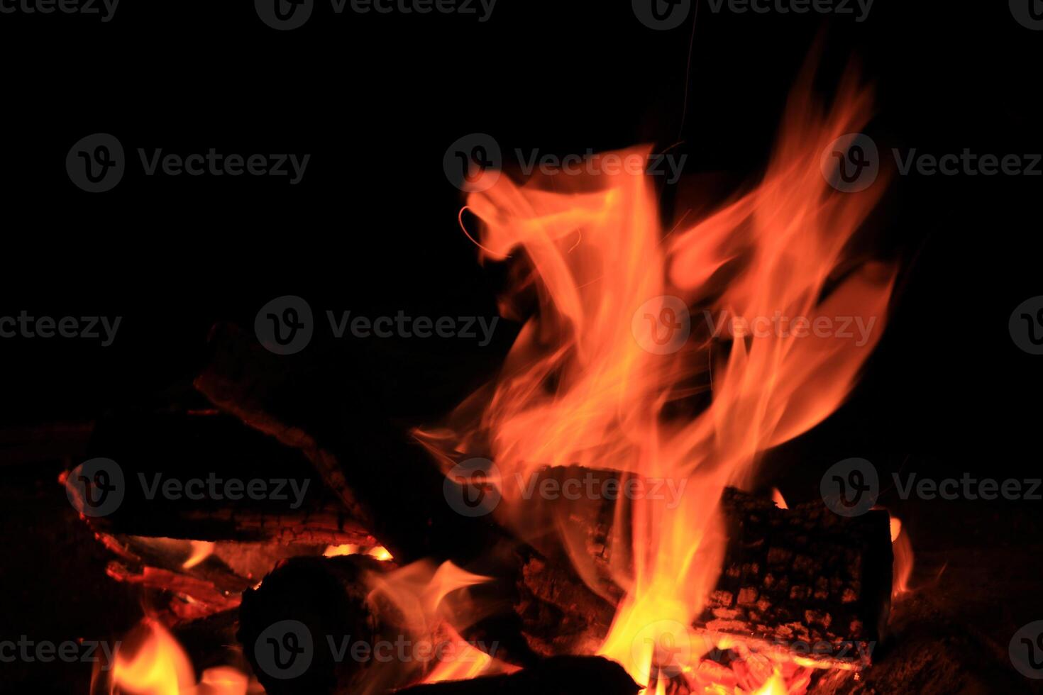 Fire Flames With A Black Background. photo
