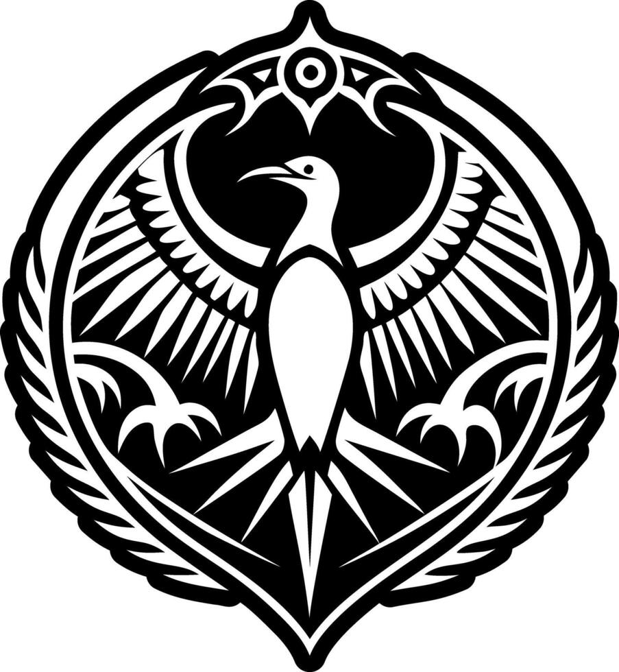 Frigatebird tattoo icon in glyph style vector