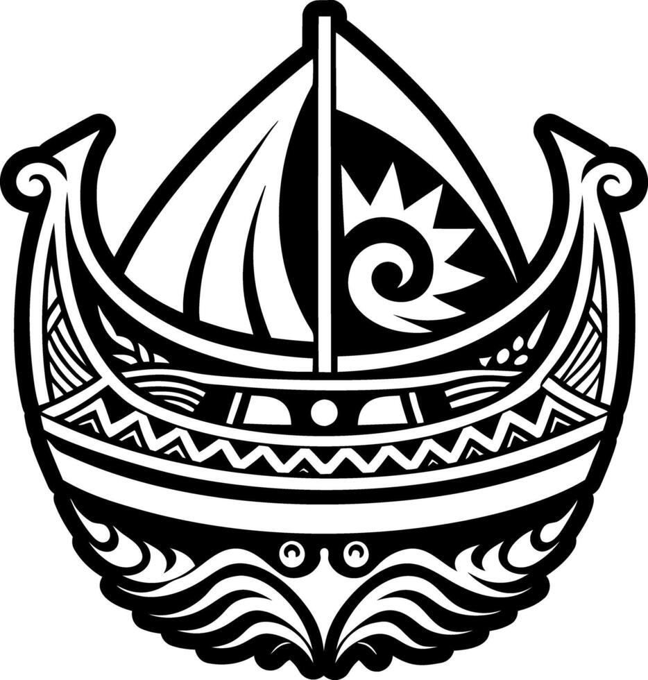 Polynesian canoe icon in filled style vector