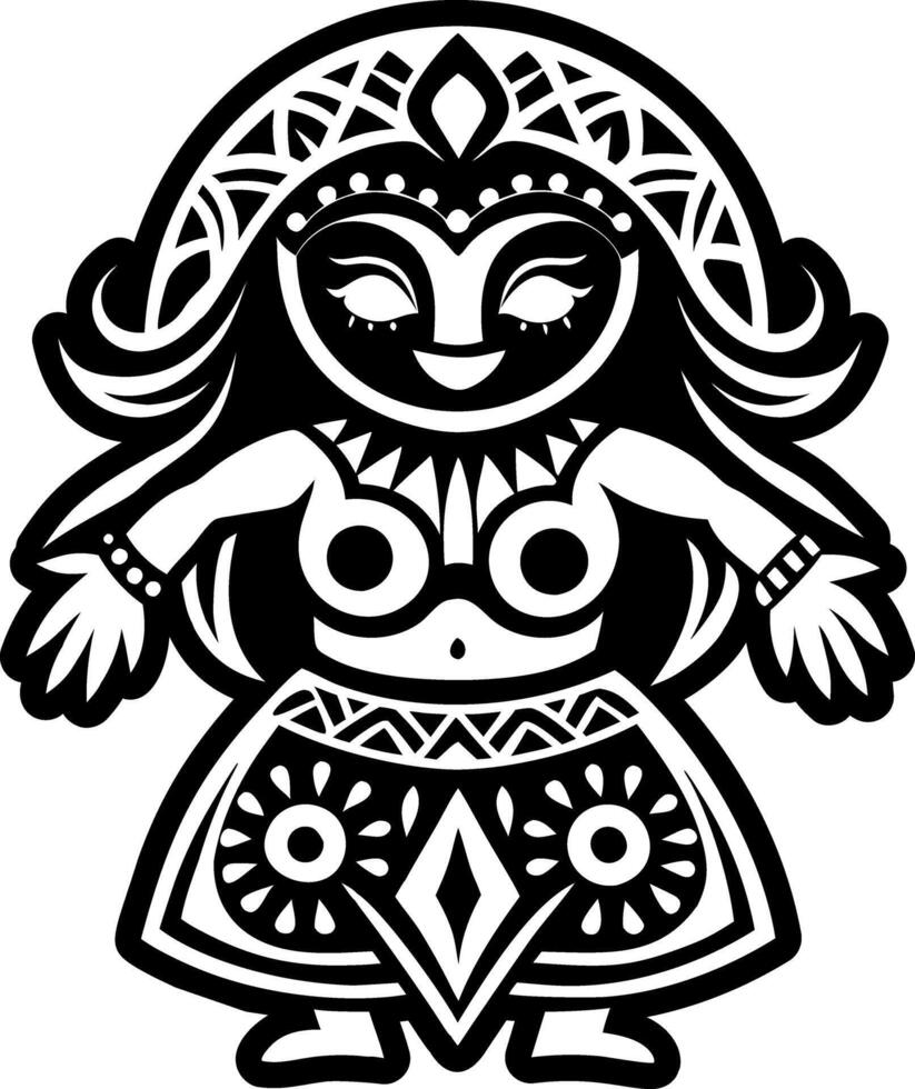 Hula dancer icon in solid style vector