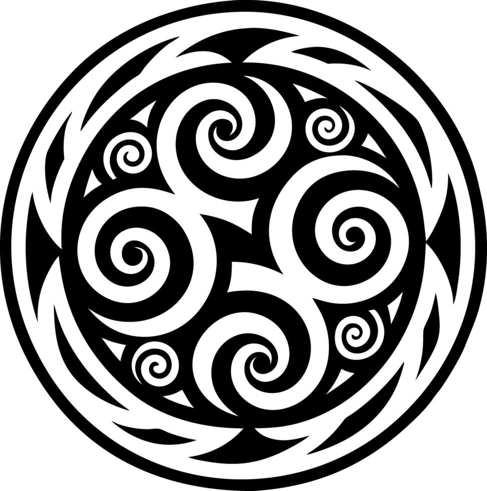 A solid style icon of koru swirl symbol vector
