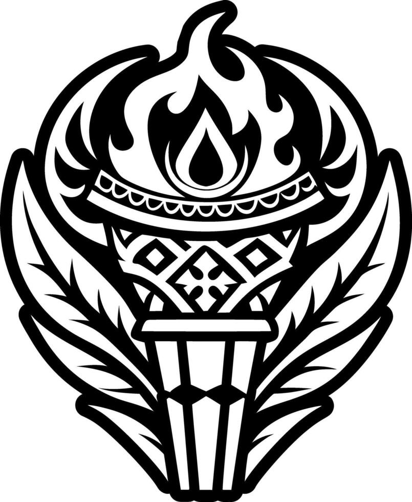 Tiki torch icon in glyph style vector