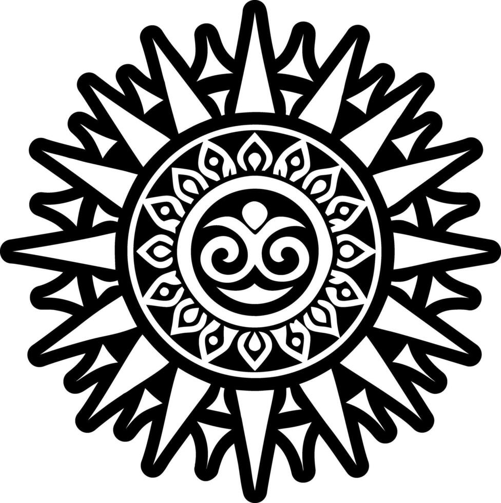 Sun tattoo icon in filled style vector