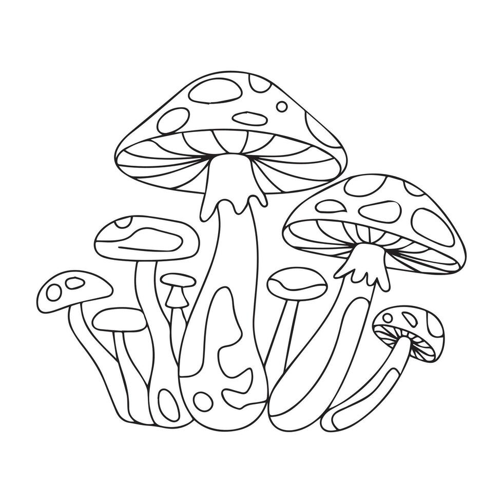 Simple educational game for kids. illustration of the fairytale mushroom house for coloring book vector