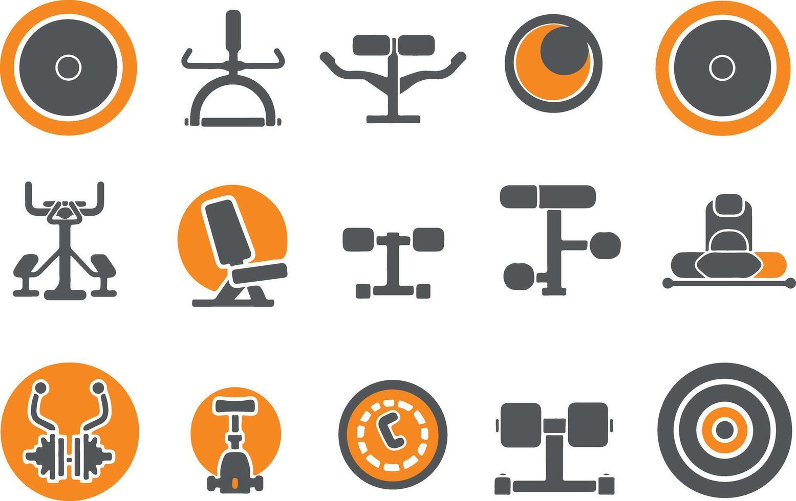 Various fitness equipment icons on a white background vector