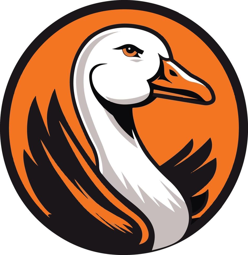 A goose head in an orange and white circle vector
