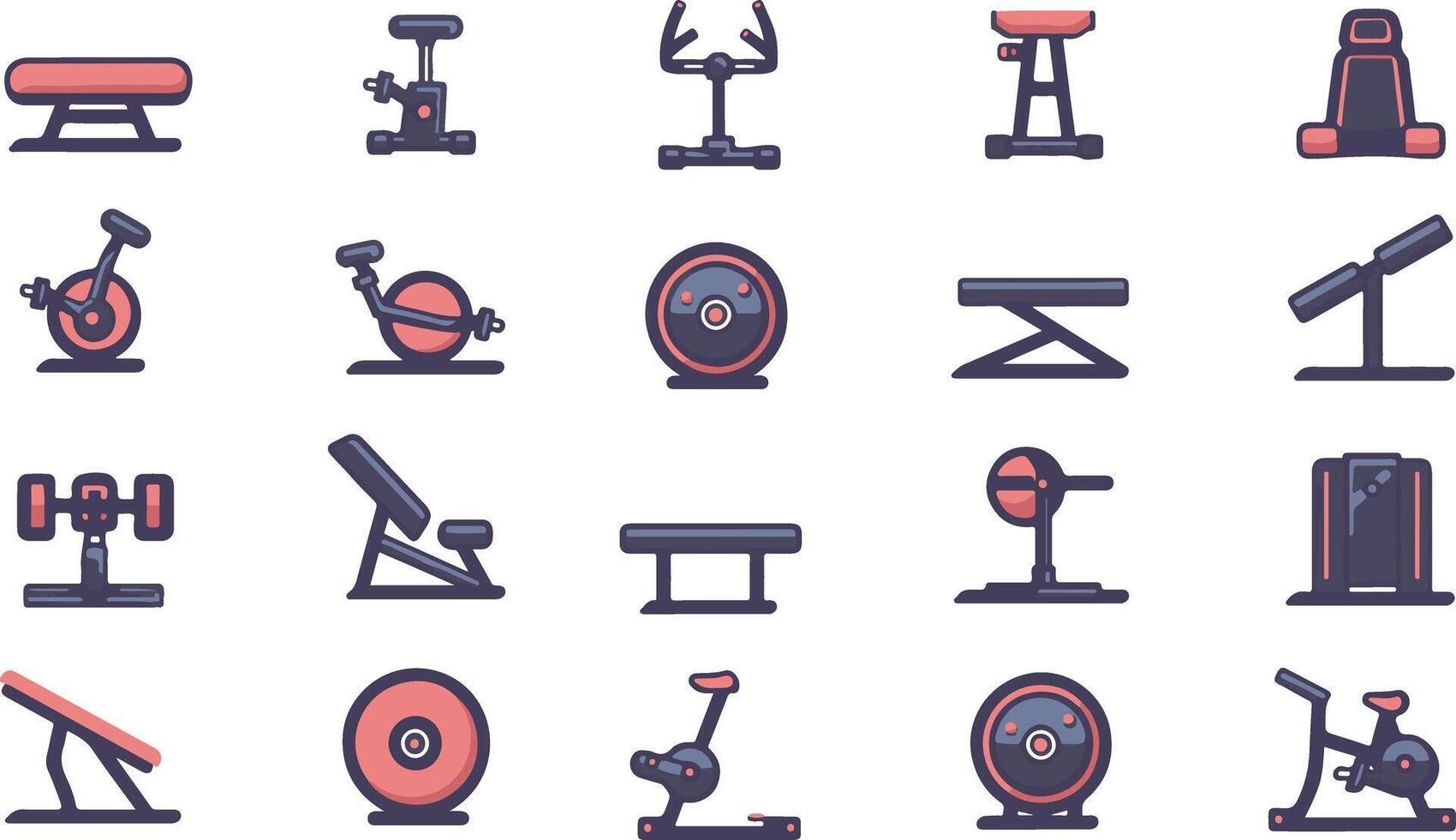 Various gym equipment icons on a white background vector
