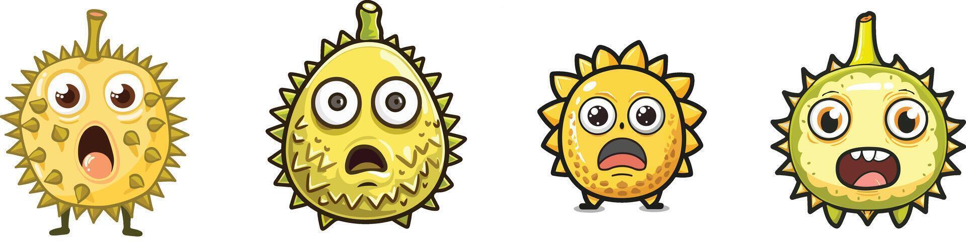 A set of four cartoon characters of a yellow and green vector