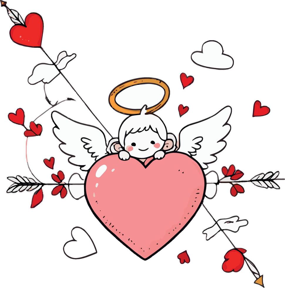 Heart and the baby cupid vector
