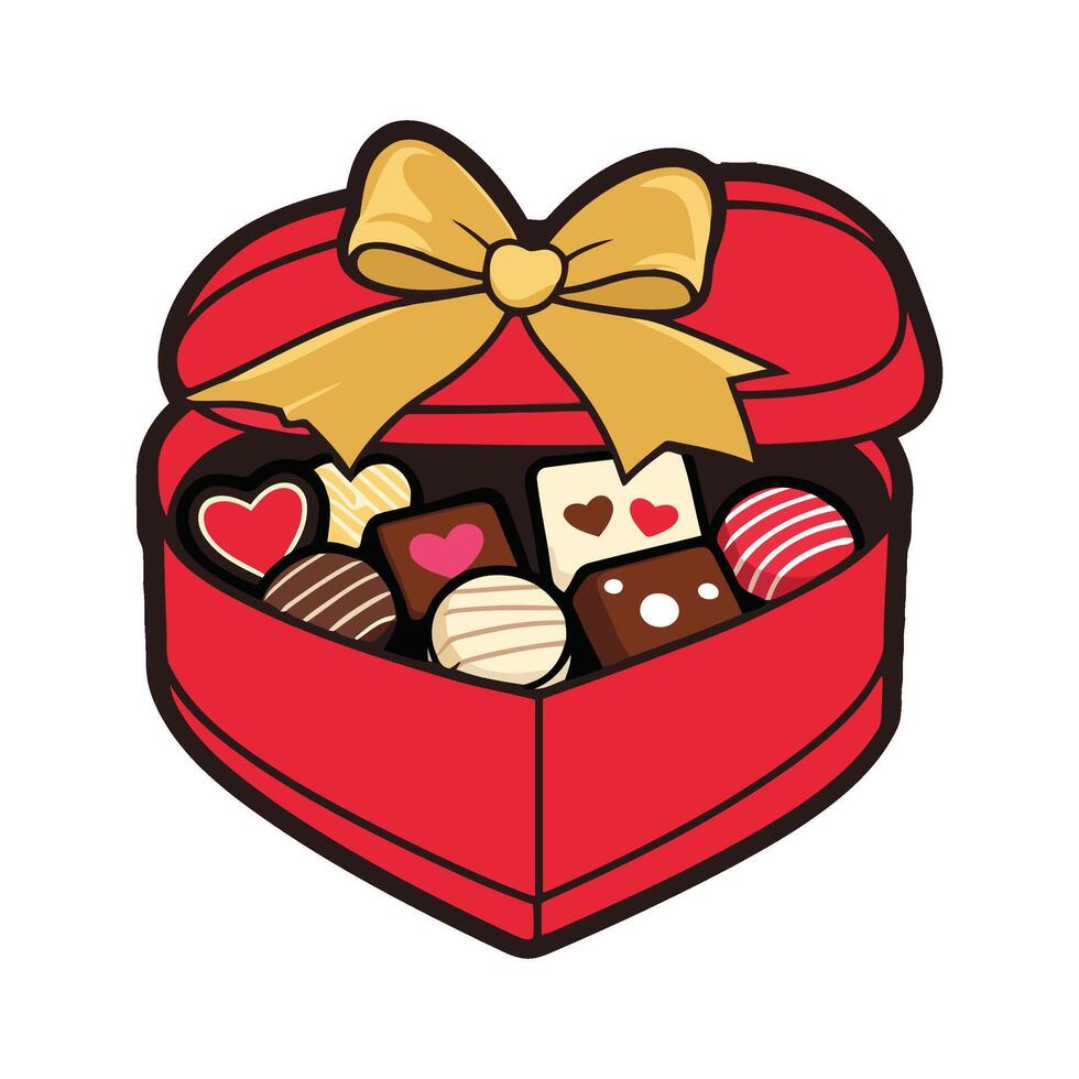 Valentine's day gift box with chocolates illustration vector