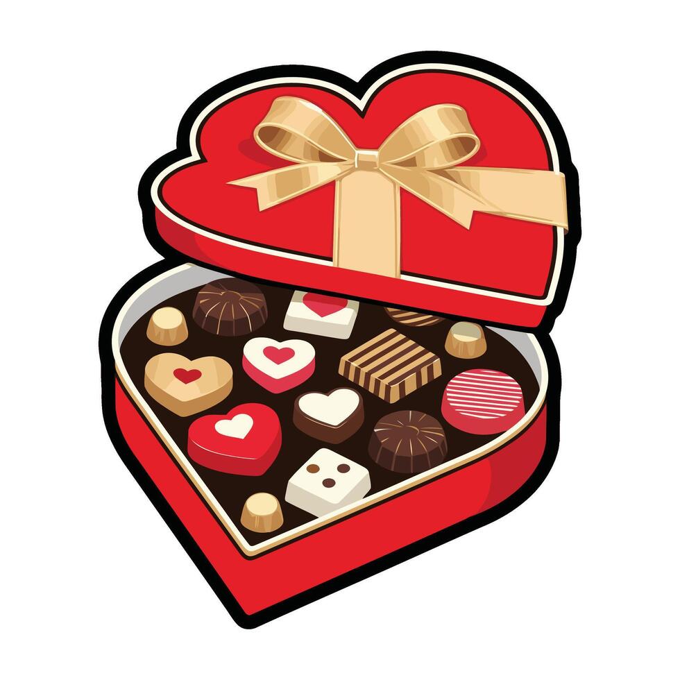 Valentine's day gift box with chocolates and candies vector