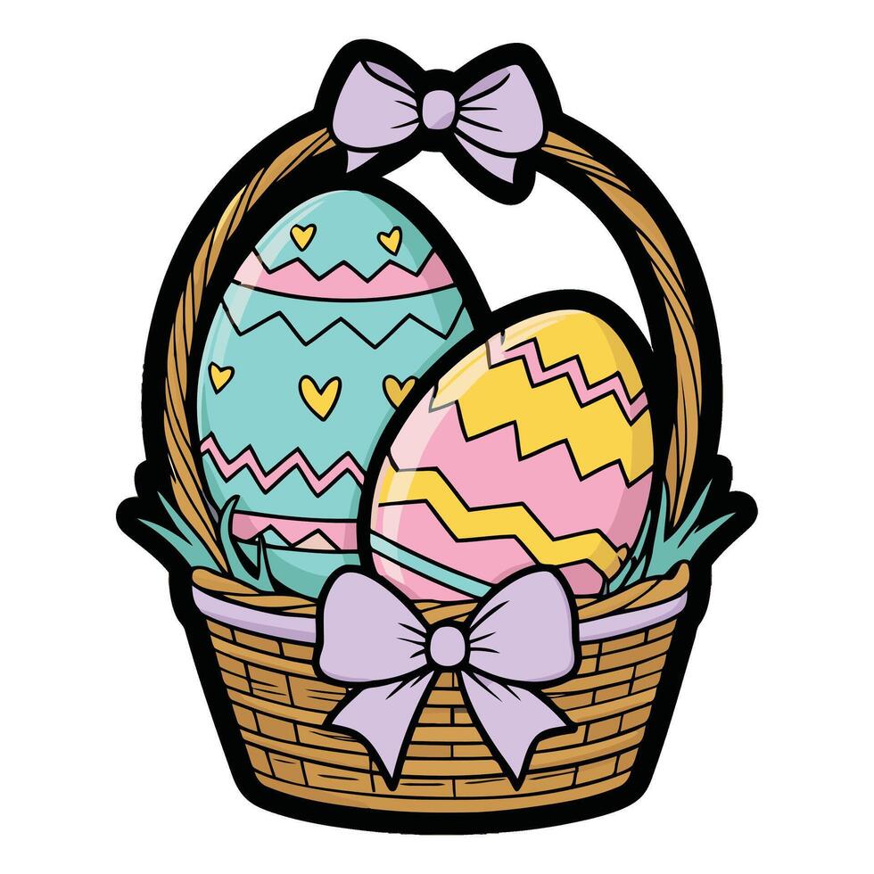 Easter basket with eggs vector