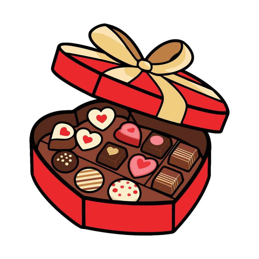 Valentine's day gift box with chocolates vector