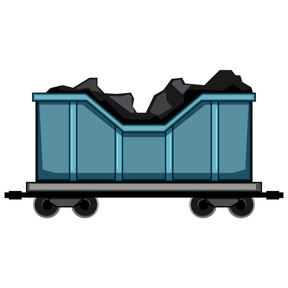 mining coal wagon cartoon illustration vector