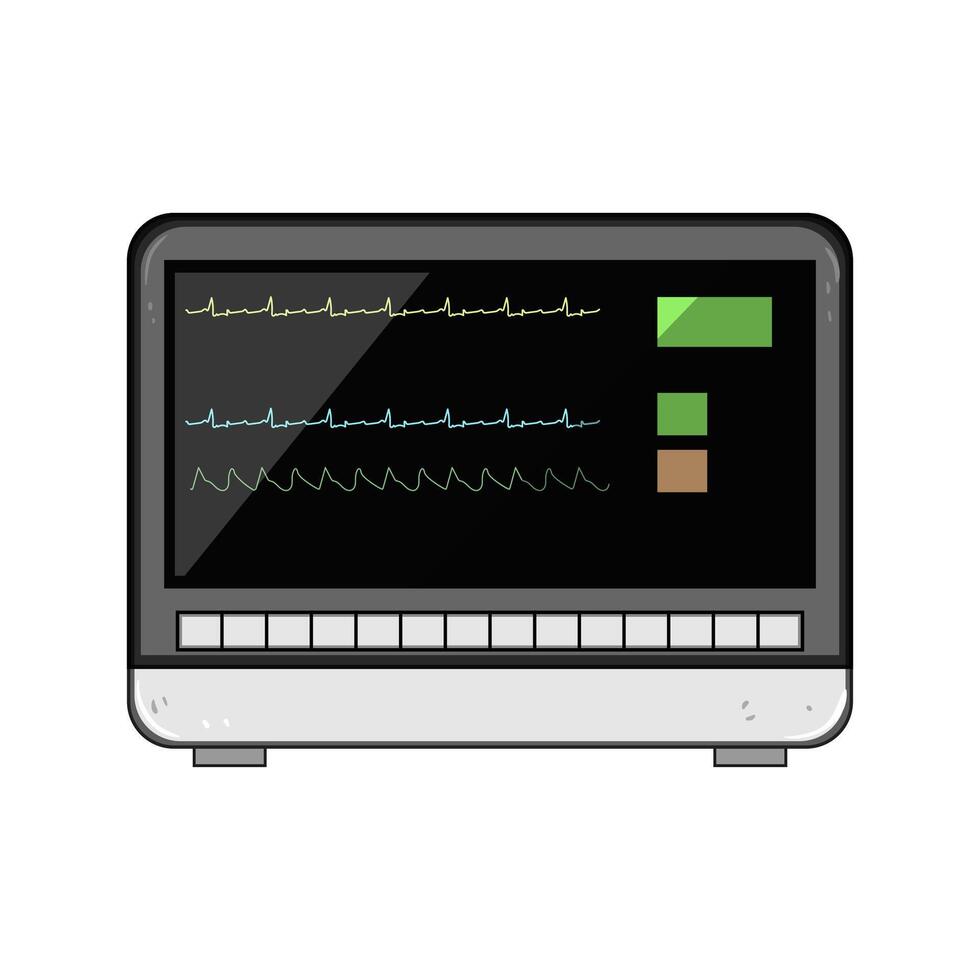 herhythm ekg monitor cartoon illustration vector