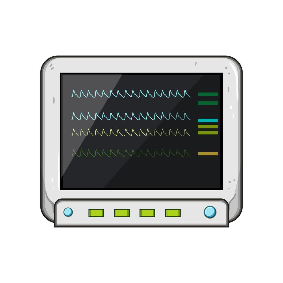 waveform ekg monitor cartoon illustration vector