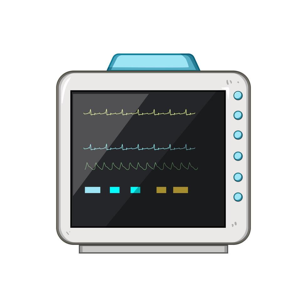 diagnosis ekg monitor cartoon illustration vector