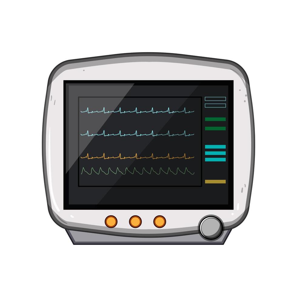 telemetry ekg monitor cartoon illustration vector