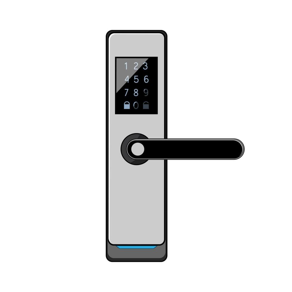 technology facial recognition lock cartoon illustration vector