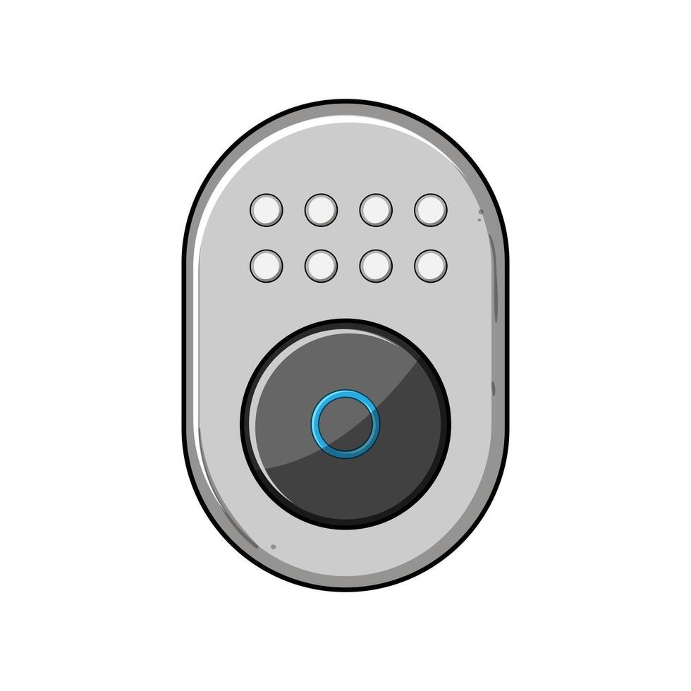 access facial recognition lock cartoon illustration vector