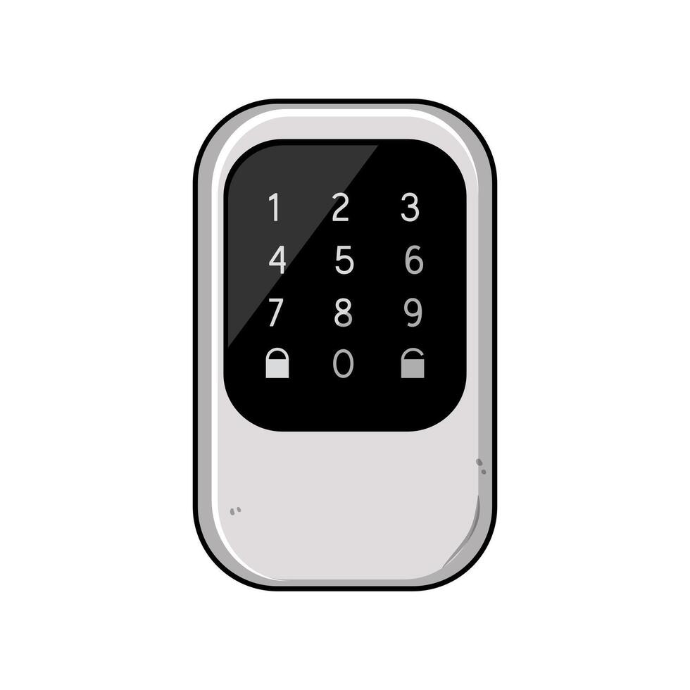 innovation facial recognition lock cartoon illustration vector