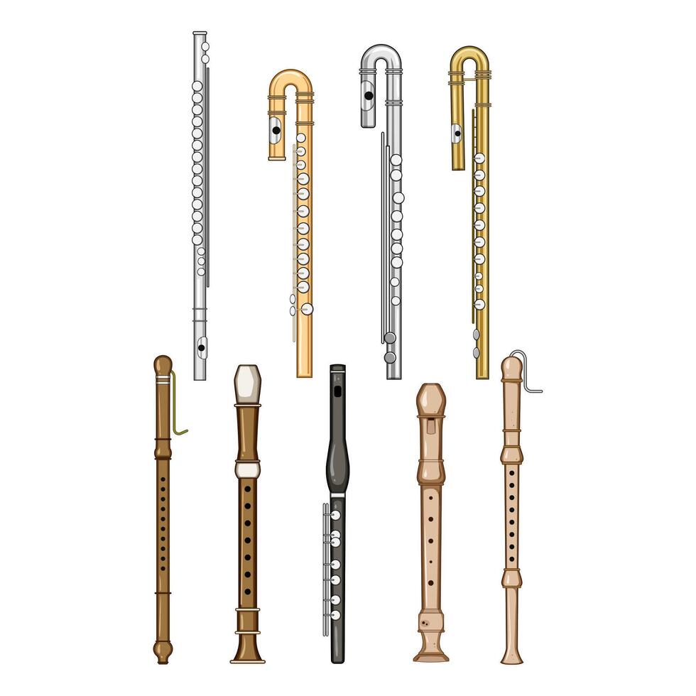 flute set cartoon illustration vector