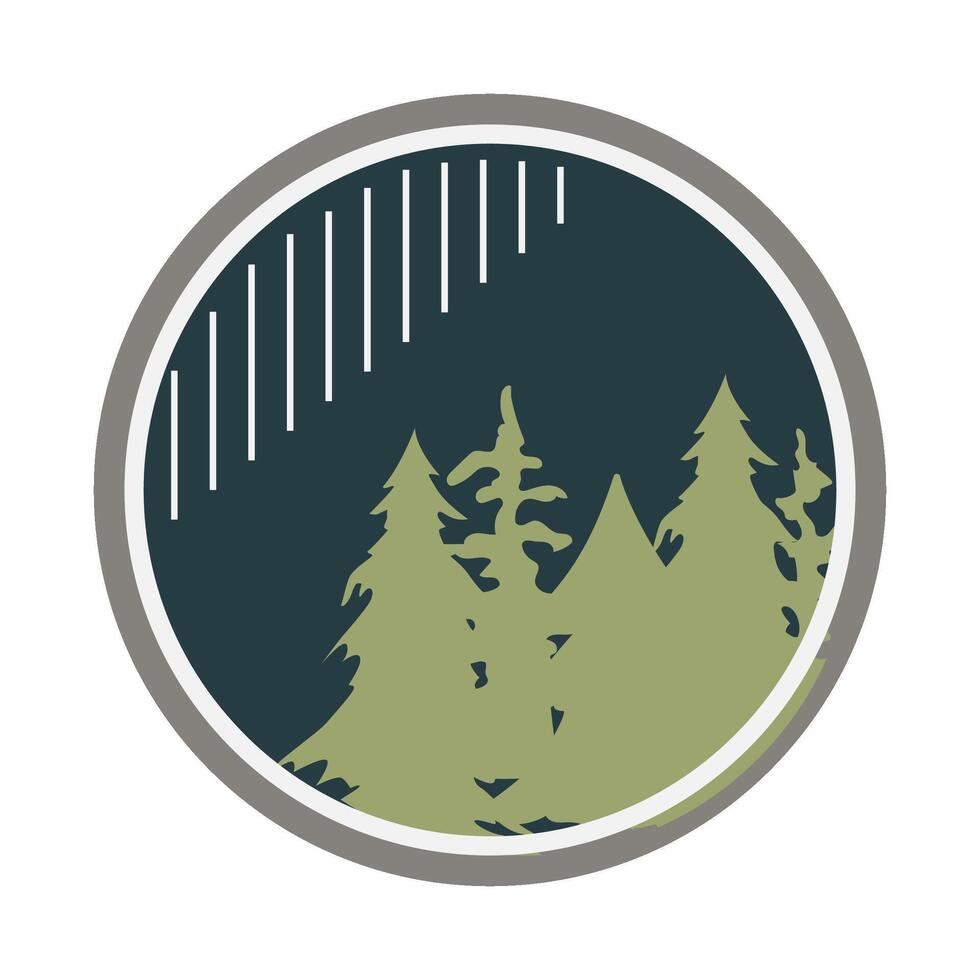 exploration retro forest badge cartoon illustration vector