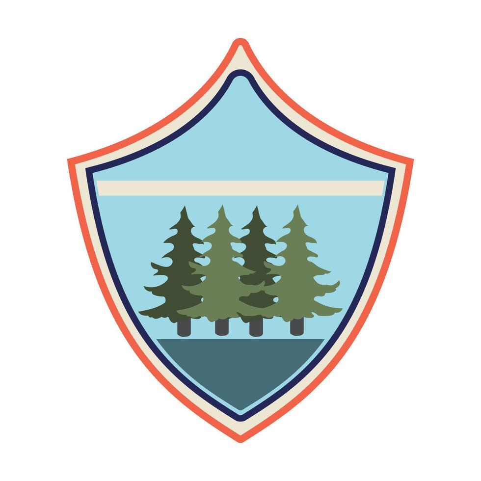 classic retro forest badge cartoon illustration vector
