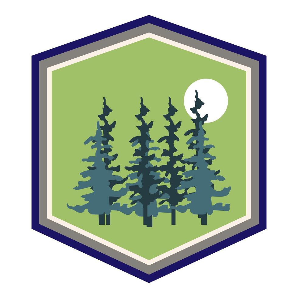 rustic retro forest badge cartoon illustration vector