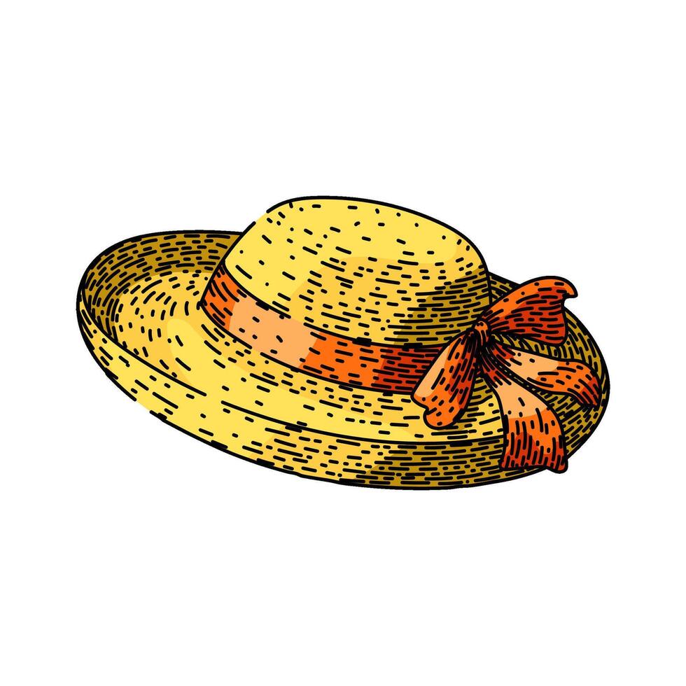 protection sunhat sketch hand drawn vector