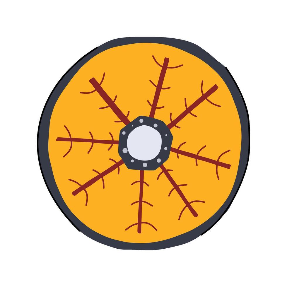 metal viking shield cartoon illustration vector