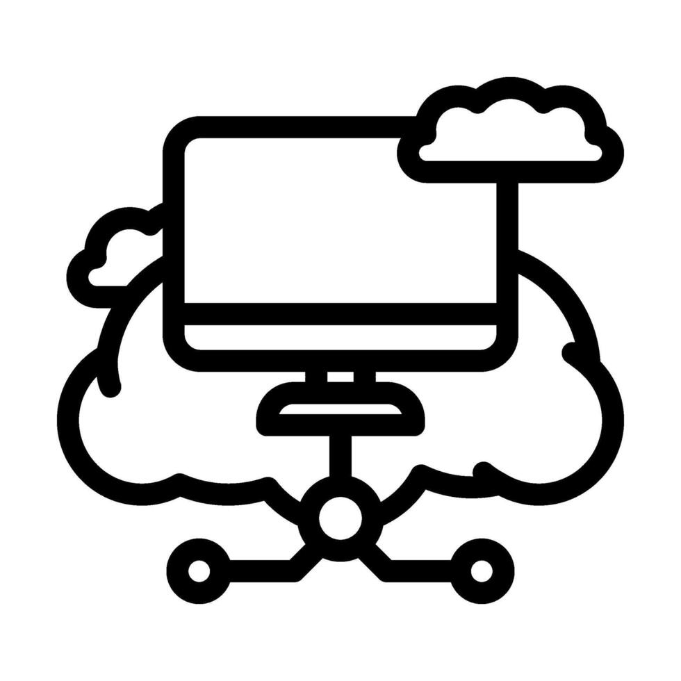 virtual machine cloud computing line icon illustration vector