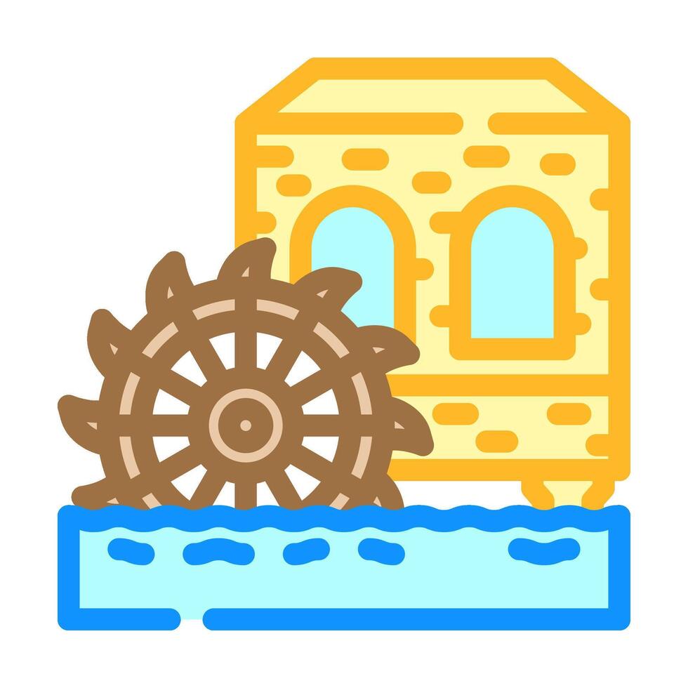 water mill industry color icon illustration vector