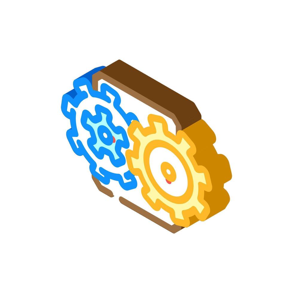gear mechanism industry isometric icon illustration vector