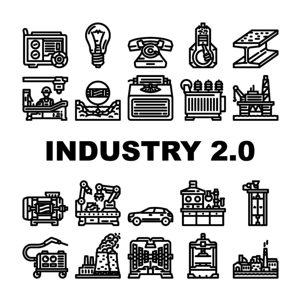 industry 2 automation icons set vector