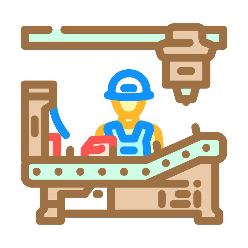 assembly line worker industry color icon illustration vector