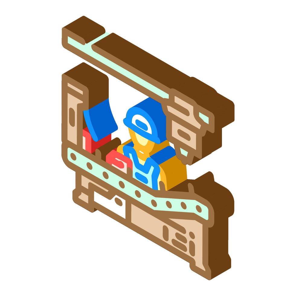 assembly line worker industry isometric icon illustration vector