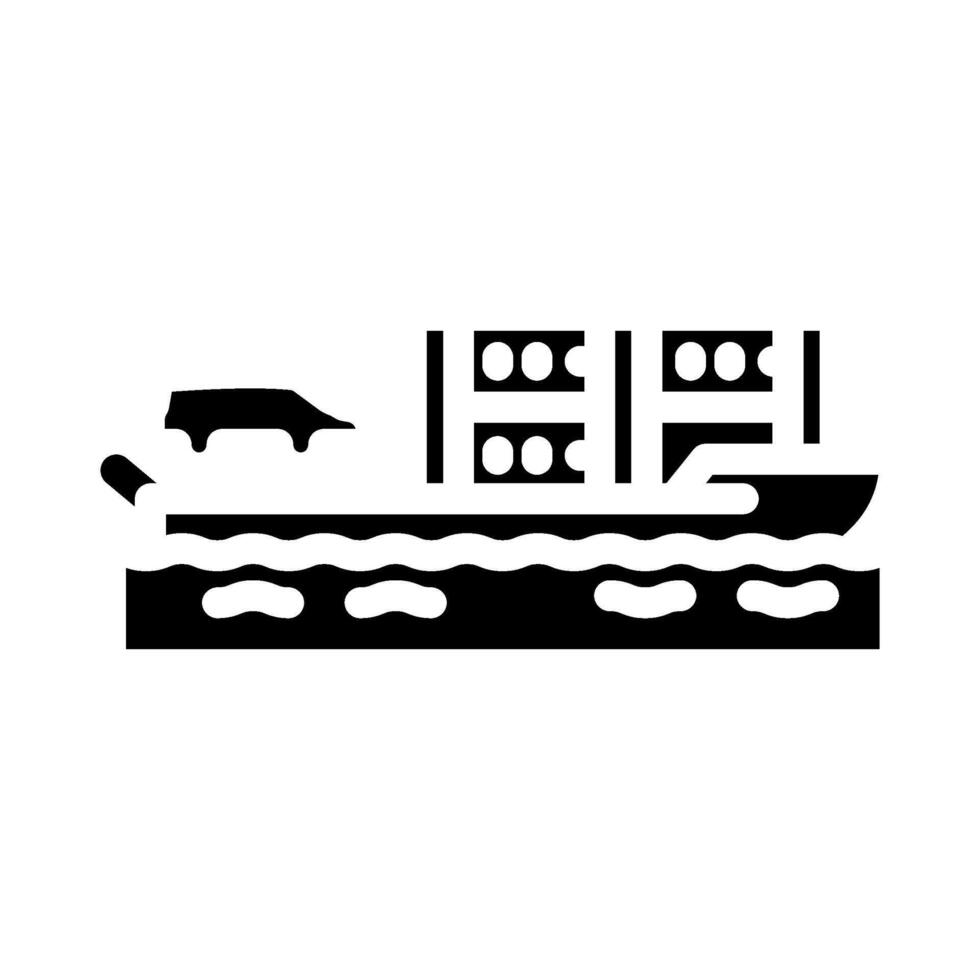 ferry ship transport marine glyph icon illustration vector