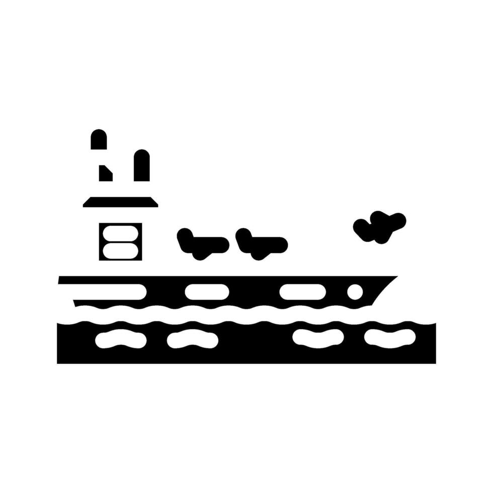 aircraft carrier ship marine glyph icon illustration vector