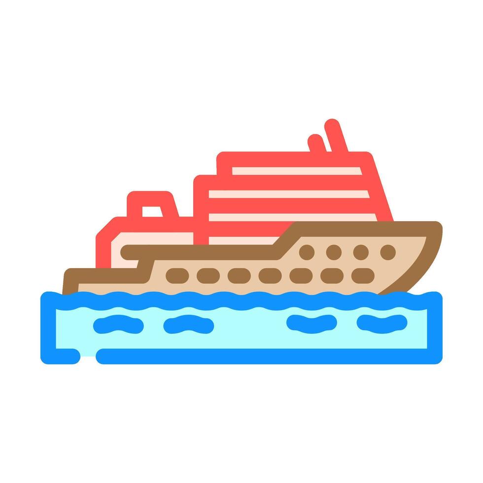 icebreaker ship transport marine color icon illustration vector