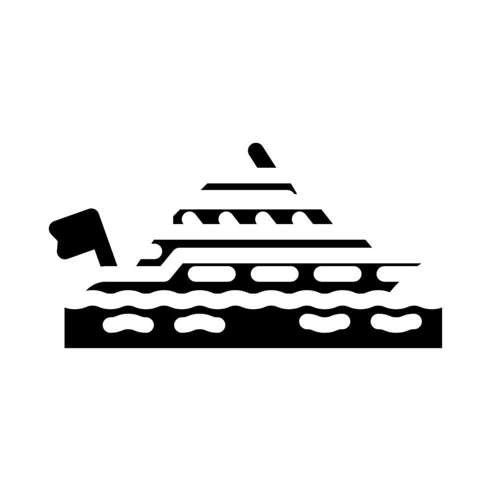 superyacht ship transport marine glyph icon illustration vector